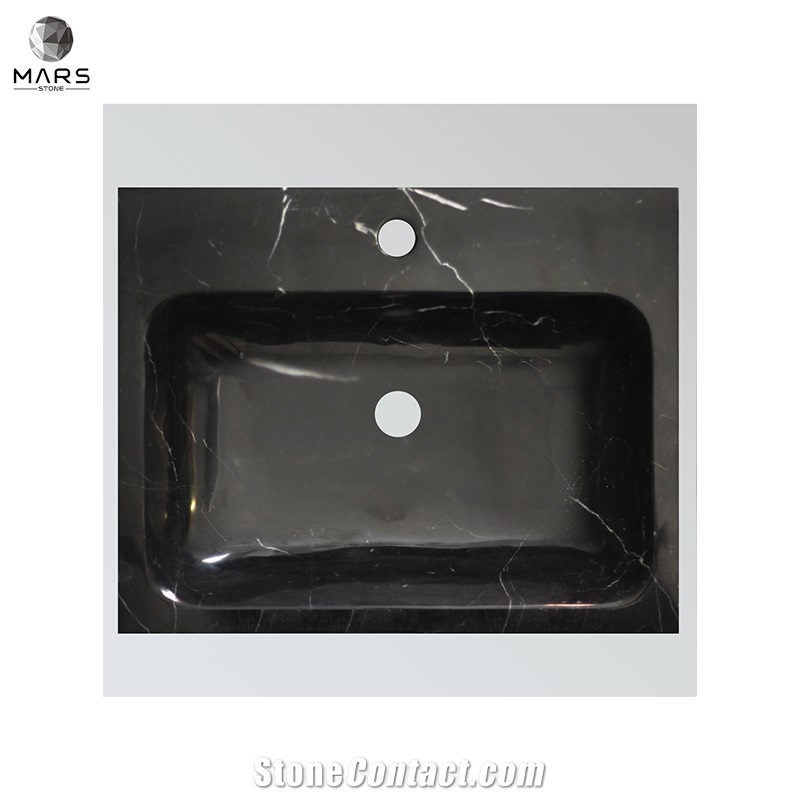 Popular Rectangle Natural Black Marble Sink Wash Basin
