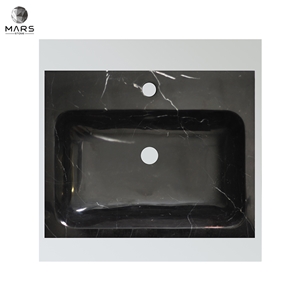 Popular Rectangle Natural Black Marble Sink Wash Basin