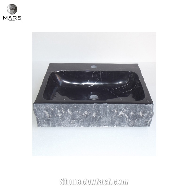 Popular Rectangle Natural Black Marble Sink Wash Basin