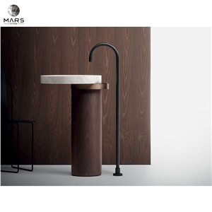 Promotion Natural Marble White Free Standing Round Sink