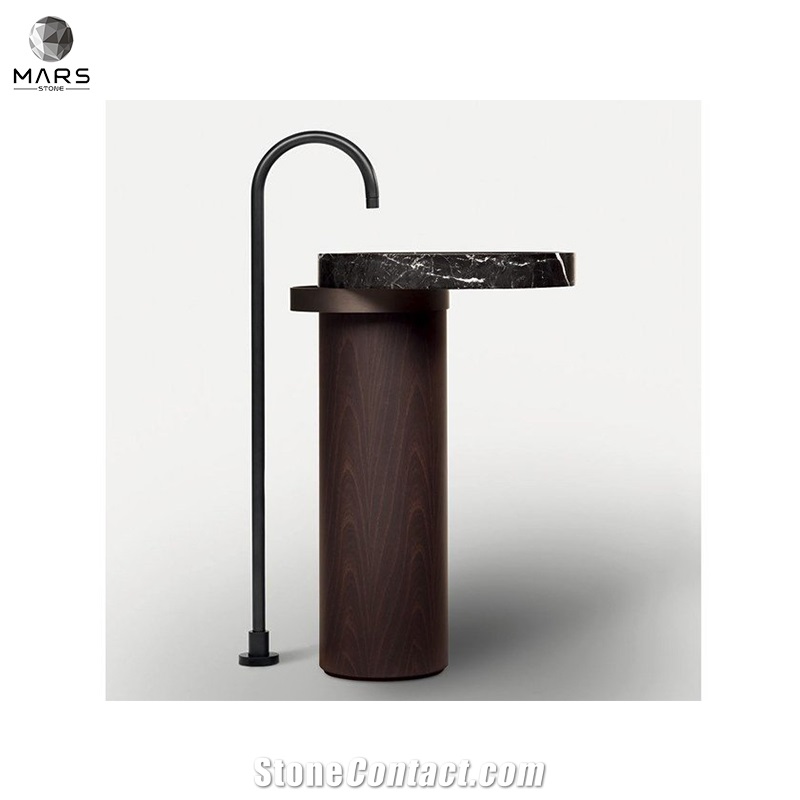 Promotion Natural Marble White Free Standing Round Sink