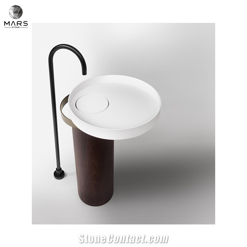 Promotion Natural Marble White Free Standing Round Sink