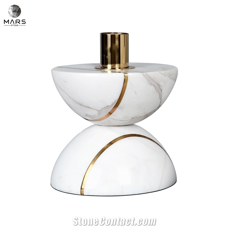 Quality Natural Marble White Candle Jar Tabletop Candlestick