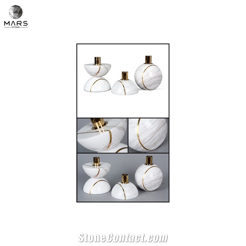 Quality Natural Marble White Candle Jar Tabletop Candlestick
