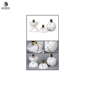 Quality Natural Marble White Candle Jar Tabletop Candlestick