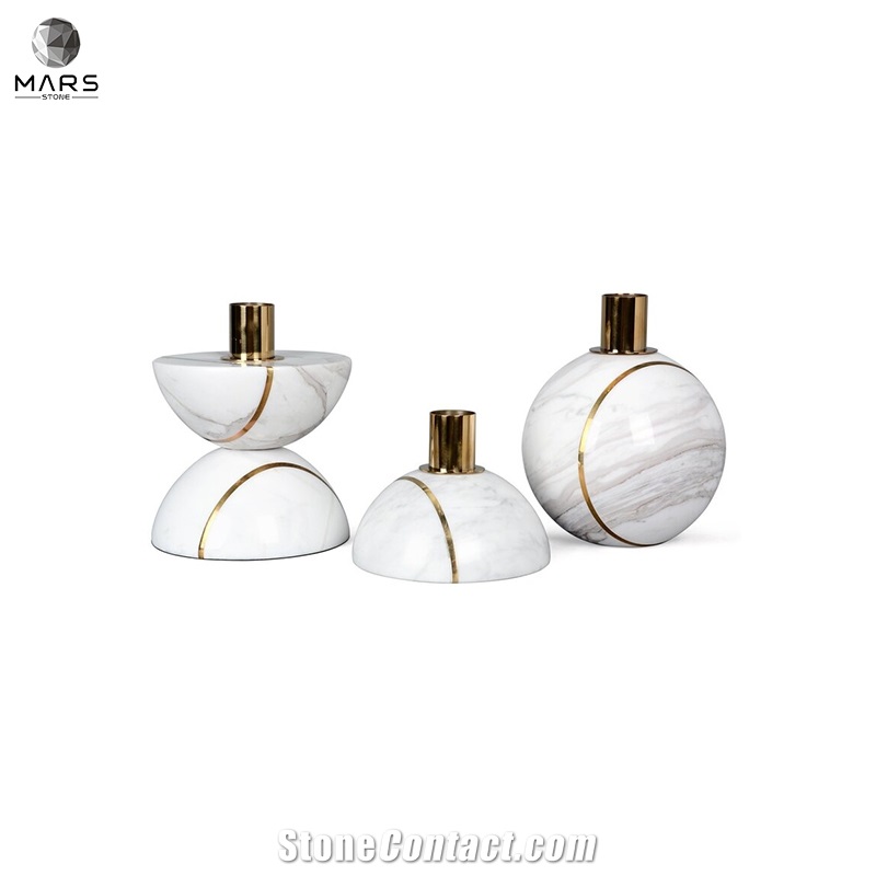 Quality Natural Marble White Candle Jar Tabletop Candlestick