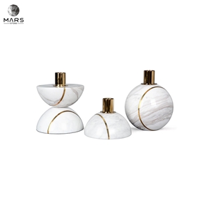 Quality Natural Marble White Candle Jar Tabletop Candlestick