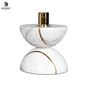 Quality Natural Marble White Candle Jar Tabletop Candlestick
