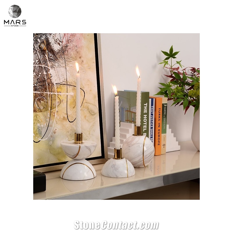 Quality Natural Marble White Candle Jar Tabletop Candlestick