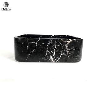 Rectangle Hand Washing Sink Natural Stone Black Marble Basin