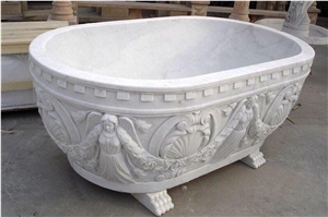 Simple Design Standard Danba White Marble Bathtub
