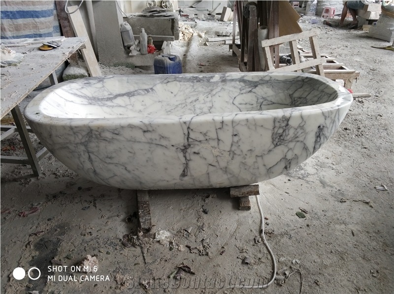 Simple Design Standard Danba White Marble Bathtub