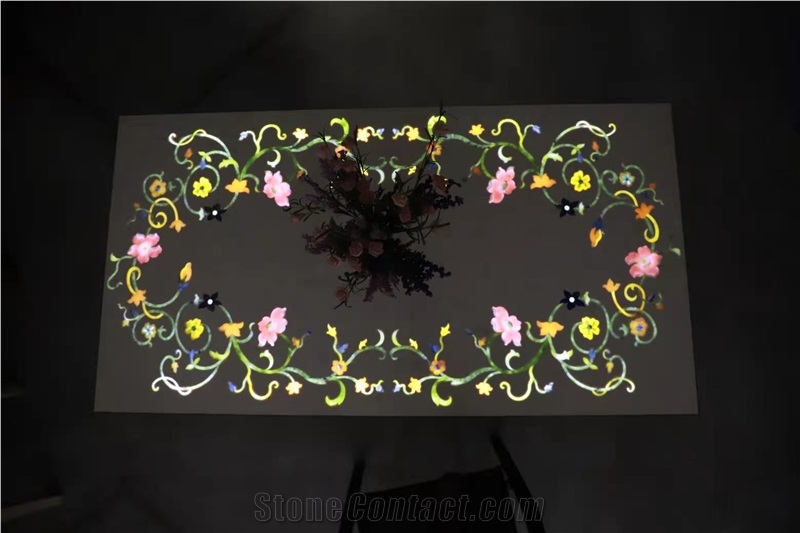 Stone Medallion LED Light Marble And Onyx Waterjet Design