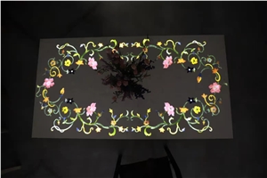 Stone Medallion LED Light Marble And Onyx Waterjet Design