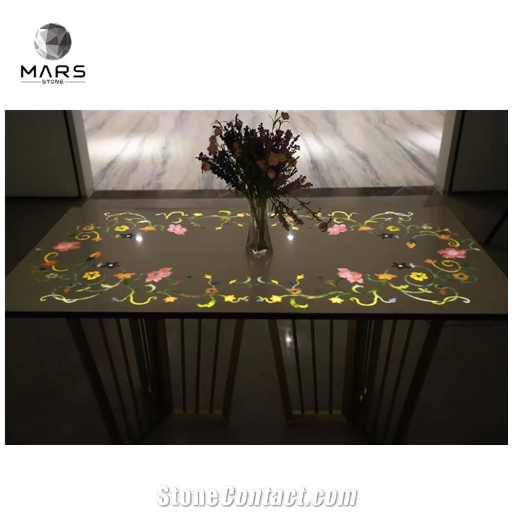 Stone Medallion LED Light Marble And Onyx Waterjet Design