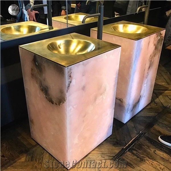 Translucent Onyx Washroom Basin Beige Onyx Stone  Sinks