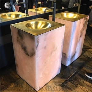 Translucent Onyx Washroom Basin Beige Onyx Stone  Sinks