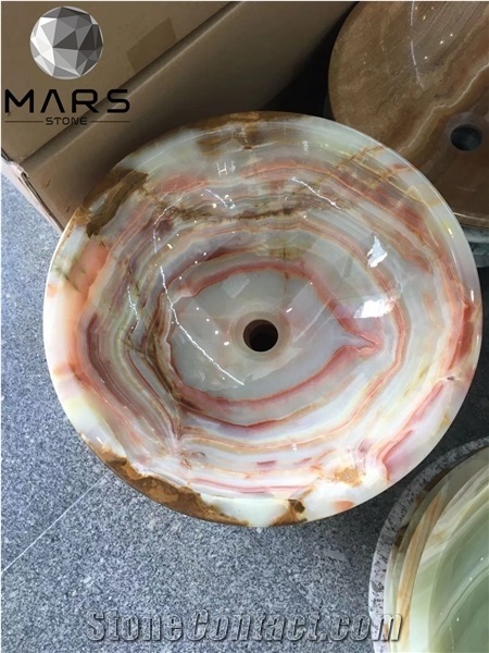Translucent Onyx Washroom Basin Beige Onyx Stone  Sinks