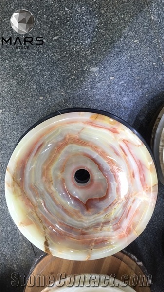 Translucent Onyx Washroom Basin Beige Onyx Stone  Sinks