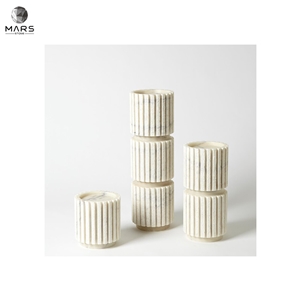 Western Style Natural White Channel Pillar Small Candle Jar