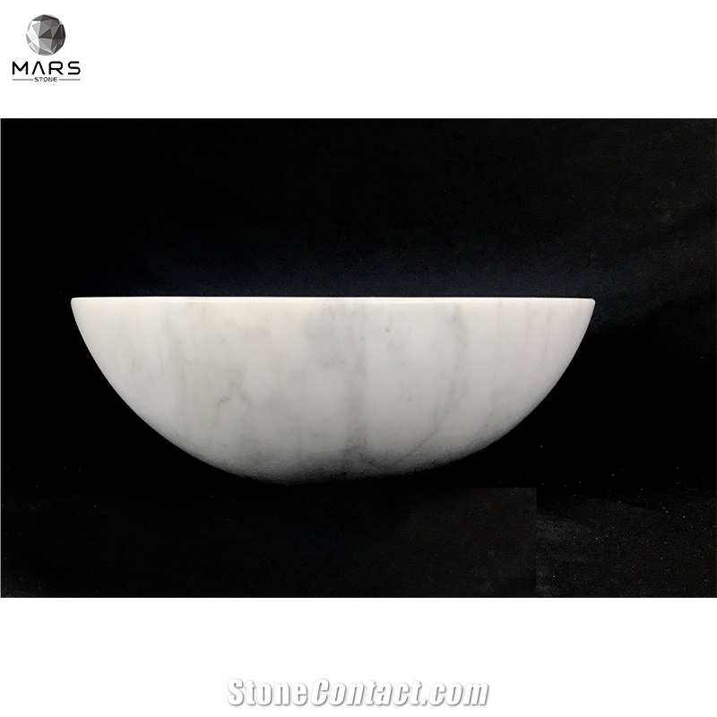 Western Wholesales White Natural Marble Stone Wash Basin