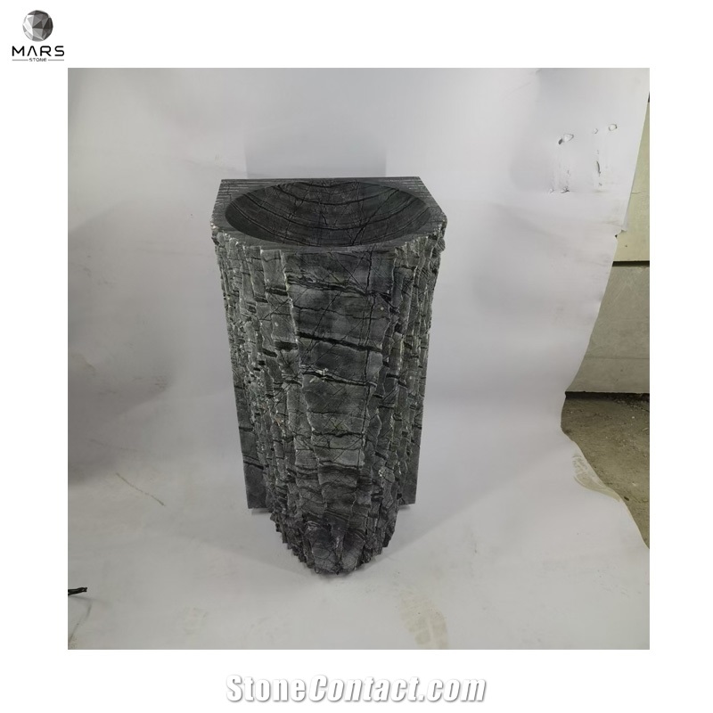 White Marble Standing Basin Sink Marble Pedestal  Sink