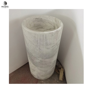 White Marble Standing Basin Sink Marble Pedestal  Sink