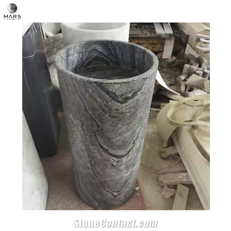 White Marble Standing Basin Sink Marble Pedestal  Sink