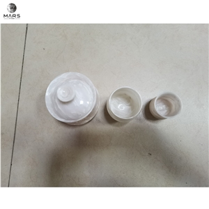 White Onyx Tea Cup Marble Tea Saucer Table Top Decoration