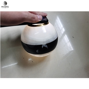 White Onyx With Black Marble Lampshade Stone Lamp Chimney