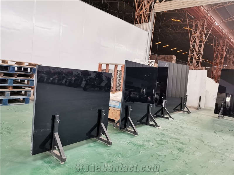 BLACK CRYSTALLIZED GLASS STONE SLAB