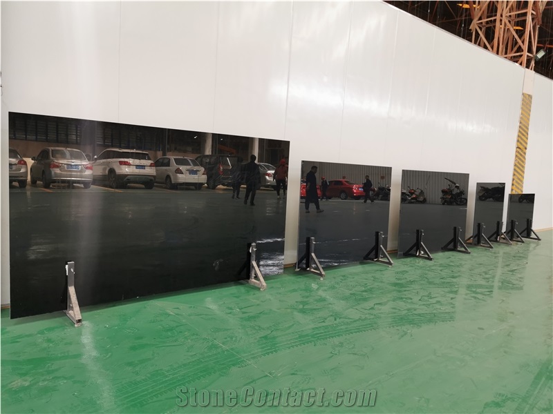 BLACK CRYSTALLIZED GLASS STONE SLAB