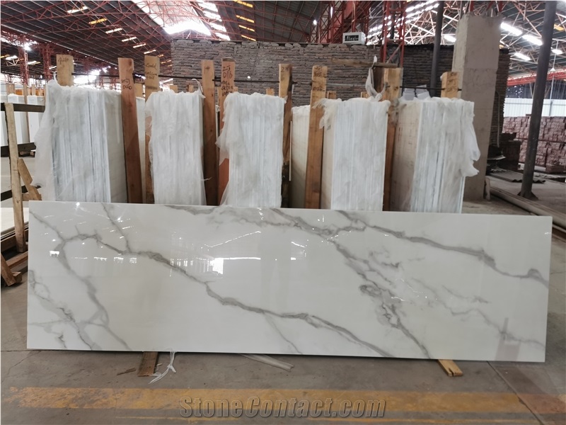 Calacatta Nano Crystallized Glass Stone For Walls And Floors