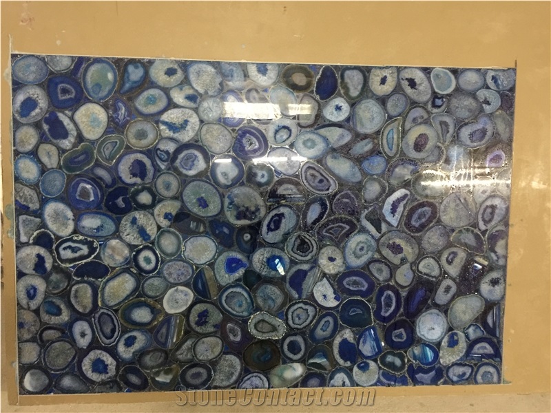 Backlit Semiprecious Stone Black Agate Kitchen Countertop