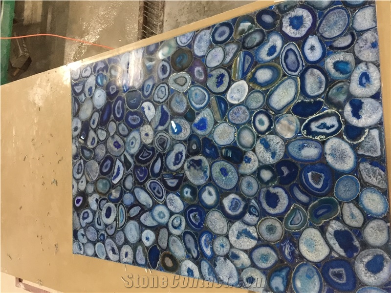 Backlit Semiprecious Stone Black Agate Kitchen Countertop