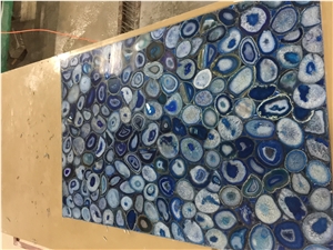 Backlit Semiprecious Stone Black Agate Kitchen Countertop