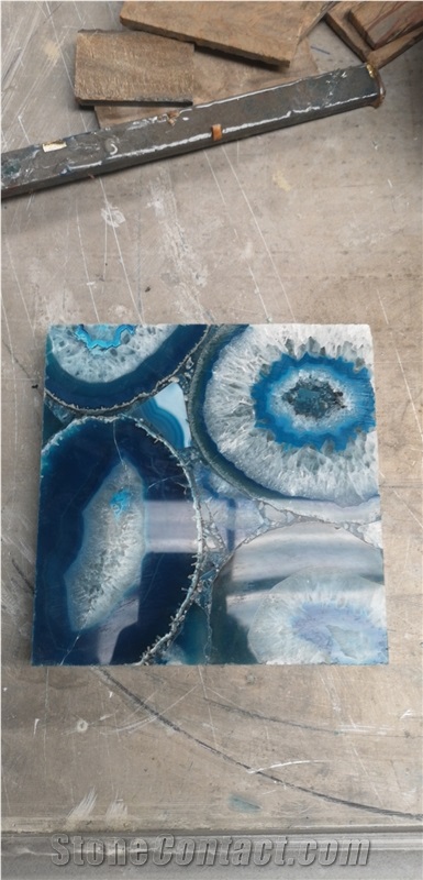Backlit Semiprecious Stone Black Agate Kitchen Countertop
