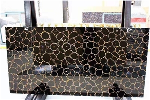 Black Agate Semiprecious Stone Slab Gemstone Wall Panel