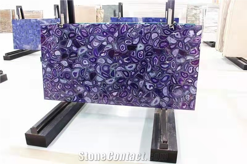 Black Agate Semiprecious Stone Slab Gemstone Wall Panel
