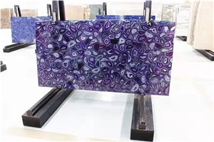 Black Agate Semiprecious Stone Slab Gemstone Wall Panel
