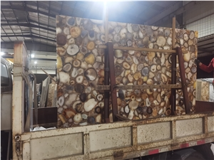 Black Agate Semiprecious Stone Slab Gemstone Wall Panel