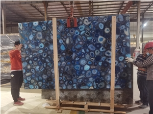 Black Agate Semiprecious Stone Slab Gemstone Wall Panel