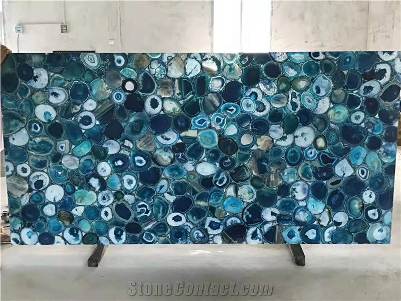 Blue Stone Semiprecious Stone Blue Agate Slab Tile