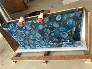 Blue Stone Semiprecious Stone Blue Agate Slab Tile