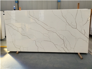 Calacatta White Quartz Artificial Stone Slab Flooring