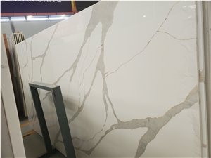 Calacatta White Quartz Artificial Stone Slab Flooring