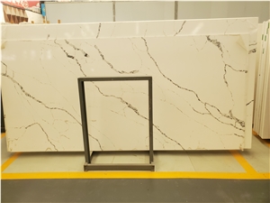 Calacatta White Quartz Artificial Stone Slab Flooring