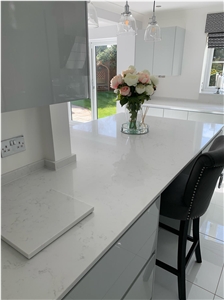 Carrara White Quartz Slab Kitchen Countertops Island Tops