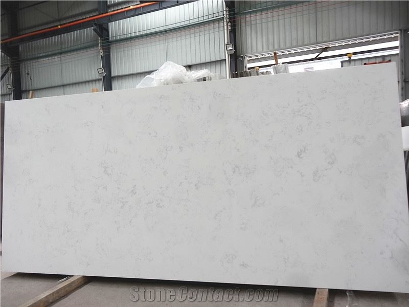 Carrara White Quartz Slab Kitchen Countertops Island Tops