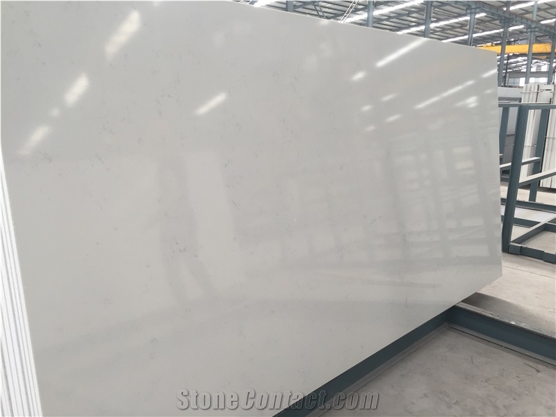 Carrara White Quartz Slab Kitchen Countertops Island Tops